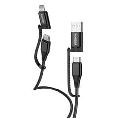KAKU Cable KSC-654 Tuojie 4 in 1 - USB + Type C to Type C + Lightning - 1,2 metres black цена и информация | Кабели для телефонов | 220.lv