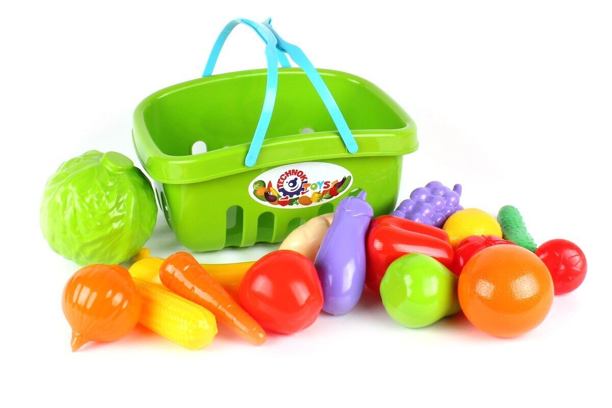 Spēles komplekts augļu, dārzeņu plastmasas Technok, 17 elementi cena un informācija | Rotaļlietas meitenēm | 220.lv