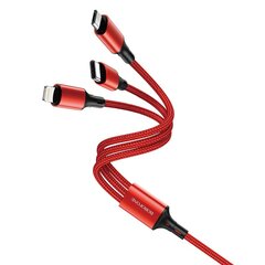 Borofone Cable BX50 Fresco 3 in 1 - USB to Type C, Micro USB, Lightning - 2,4A 1 metre red цена и информация | Кабели для телефонов | 220.lv