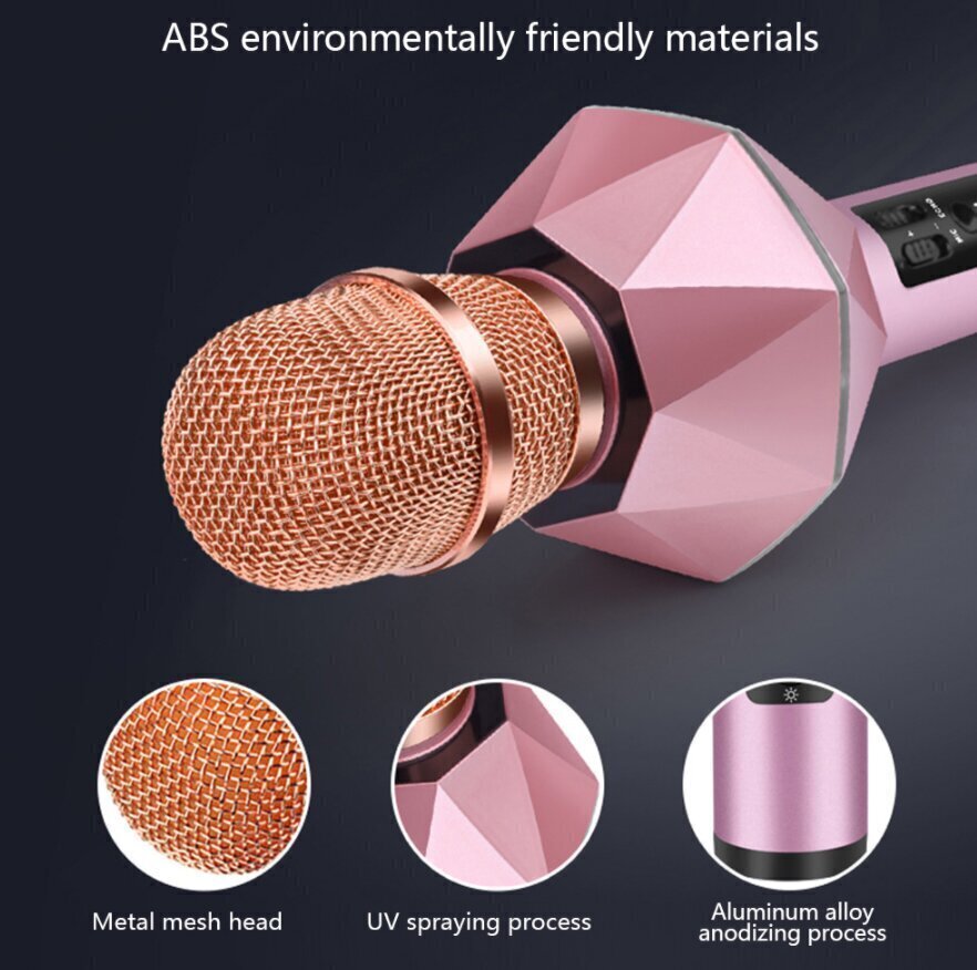 DIAMOND K7 bezvadu „Bluetooth“ Karaoke mikrofons, Sudrabains цена и информация | Mikrofoni | 220.lv