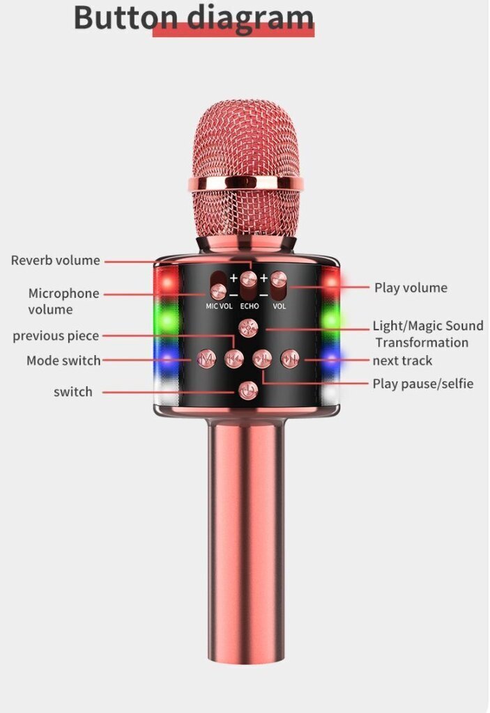 D168 bezvadu „Bluetooth“ Karaoke mikrofons ar skaļruni, melns cena un informācija | Mikrofoni | 220.lv