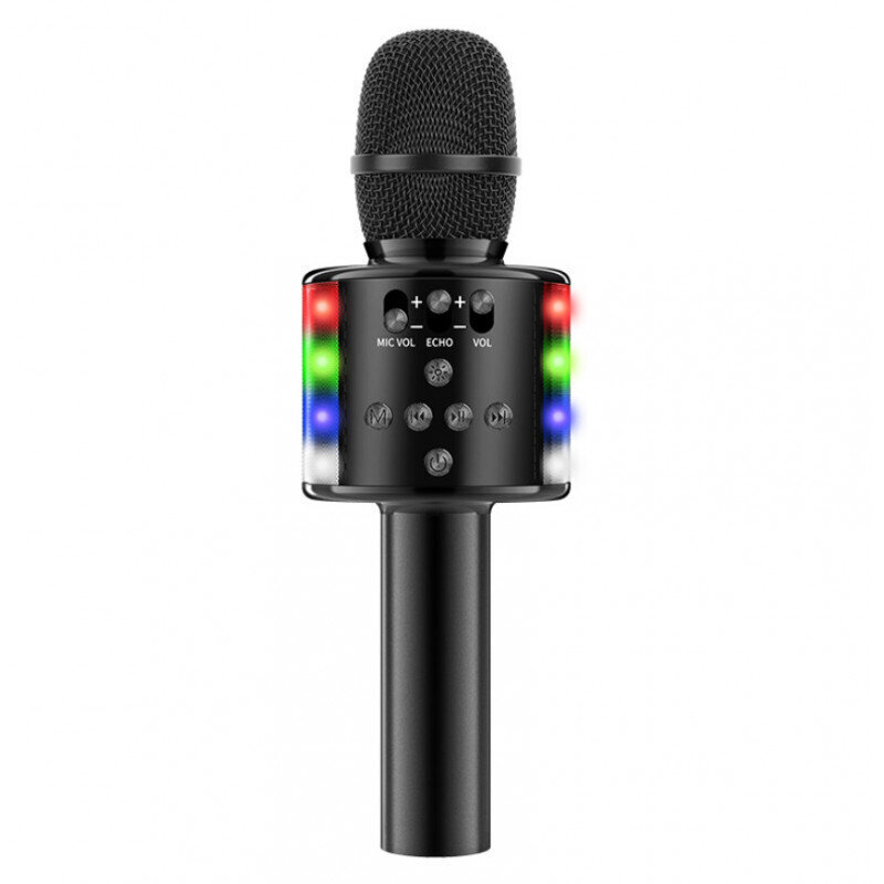 D168 bezvadu „Bluetooth“ Karaoke mikrofons ar skaļruni, melns cena un informācija | Mikrofoni | 220.lv