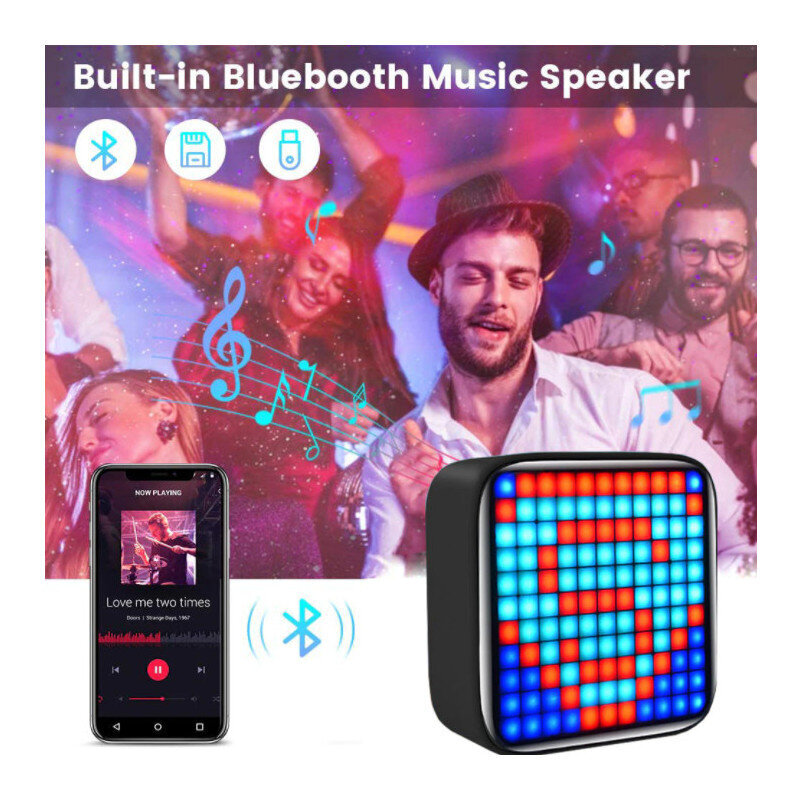 Bluetooth 5.0 pārnēsājams skaļrunis ar ekrānu un kustīgiem PIXEL attēliem cena un informācija | Skaļruņi | 220.lv