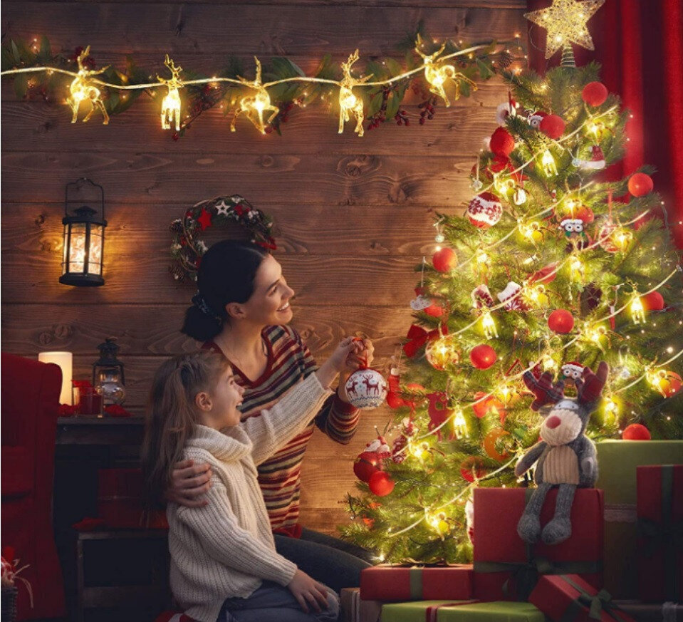 1,5m Ziemassvētku virtene no LED lampiņām aļņa formā cena un informācija | Ziemassvētku lampiņas, LED virtenes | 220.lv