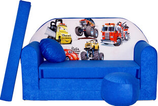 Раскладной детский диван-кровать Машинки, С14, синий цена и информация | Детские диваны, кресла | 220.lv