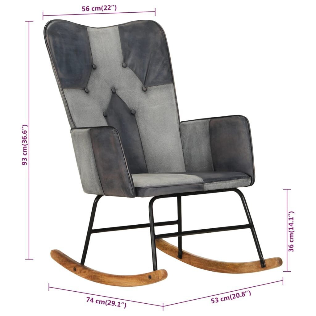 Šūpuļkrēsls vidaXL, 56x74x93 cm, pelēks цена и информация | Atpūtas krēsli | 220.lv