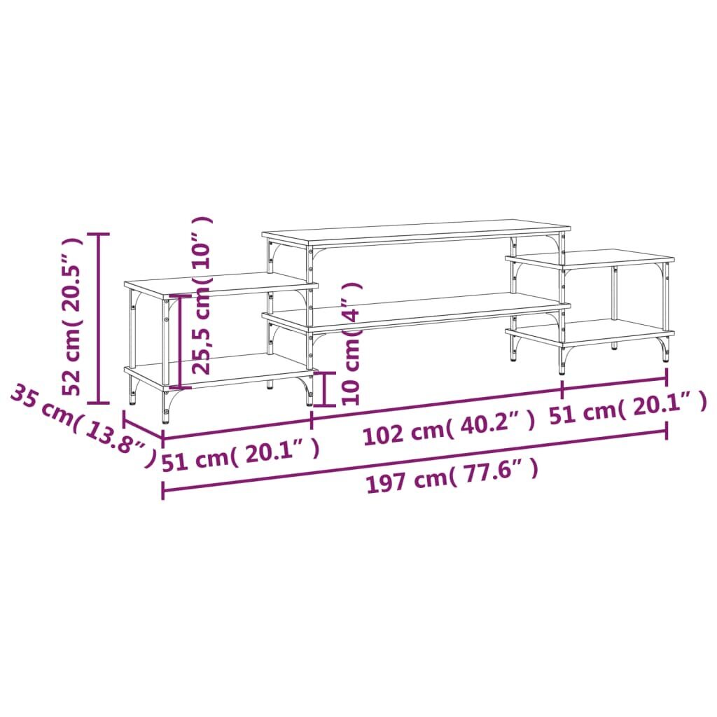 TV skapītis vidaXL, 197x35x52 cm, pelēks cena un informācija | TV galdiņi | 220.lv