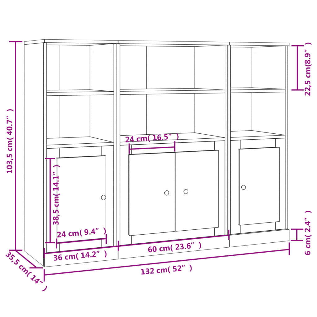 Augstie skapji vidaXL, 132x35,5x103,5 cm, pelēks цена и информация | Skapīši viesistabai | 220.lv