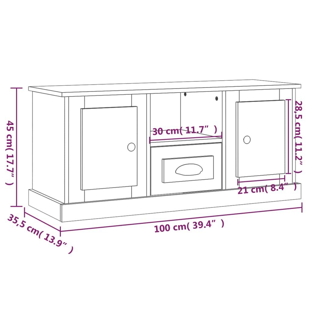 TV skapītis vidaXL, 100x35,5x45 cm, balts cena un informācija | TV galdiņi | 220.lv