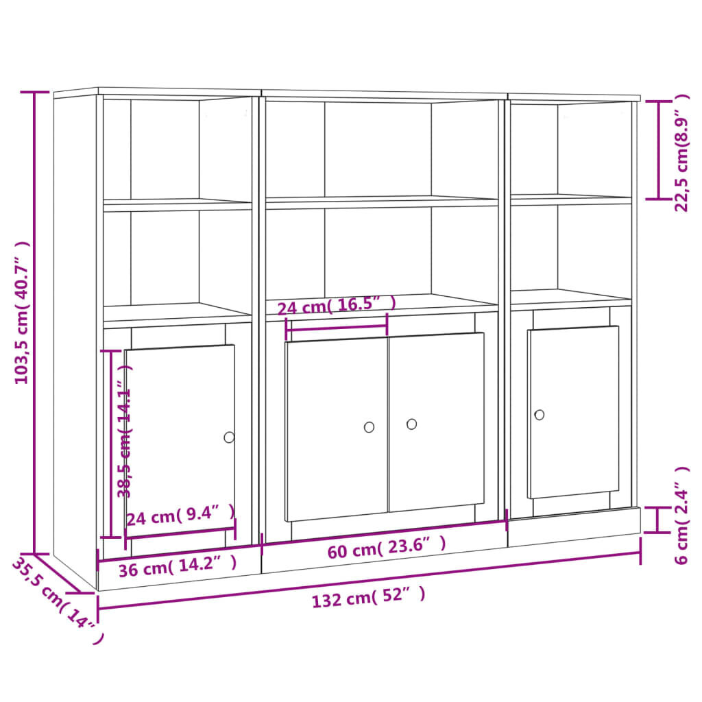 Augstie skapji vidaXL, 132x35,5x103,5 cm, balts cena un informācija | Skapīši viesistabai | 220.lv