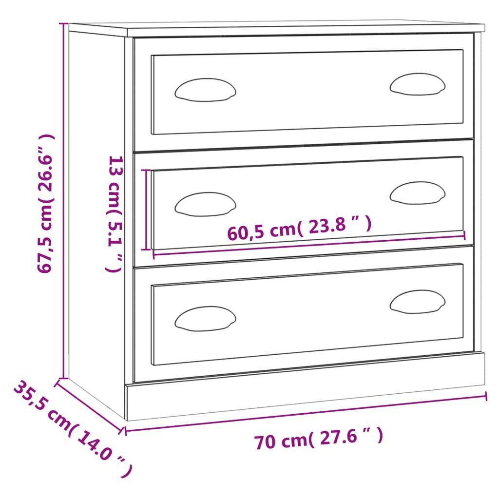 Kumode vidaXL, 70x35,5x67,5 cm, brūns цена и информация | Skapīši viesistabai | 220.lv