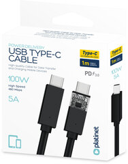 Platinet kabelis USB-C - USB-C 5A 100W 1m, melns (PUCC5A1B) cena un informācija | Savienotājkabeļi | 220.lv