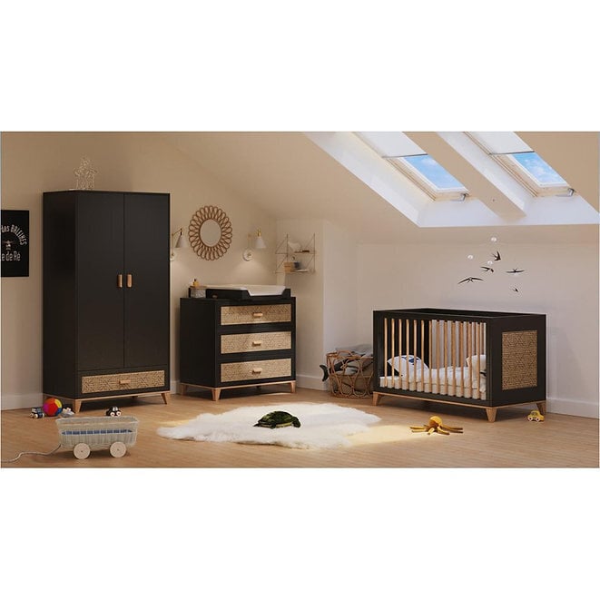 Bērnu gultiņa Nami Evolutive 60 x 120 cm melna cena un informācija | Zīdaiņu gultas | 220.lv