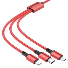 Borofone Cable BX72 3 in 1 - USB to Type C, Micro USB, Lightning - 2A 1 metre black цена и информация | Кабели для телефонов | 220.lv