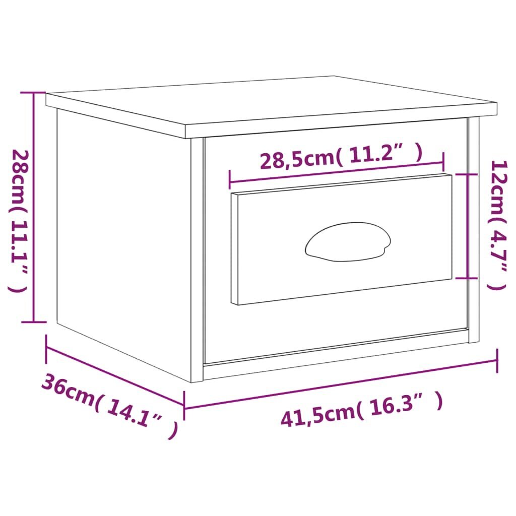 vidaXL sienas naktsskapīši, 2 gab., 41,5x36x28 cm, spīdīgi balti cena un informācija | Naktsskapīši | 220.lv