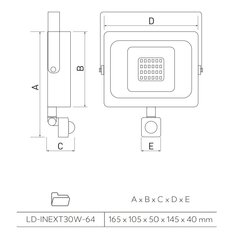 GTV LED 30W āra prožektors iNEXT ar kustības sensoru LD-INEXT30W-64 цена и информация | Фонарики | 220.lv