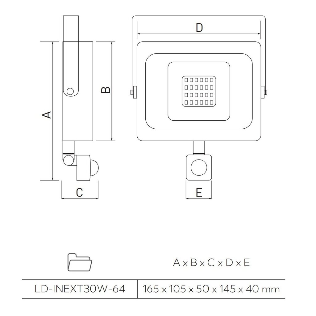 GTV LED 30W āra prožektors iNEXT ar kustības sensoru LD-INEXT30W-64 cena un informācija | Lukturi | 220.lv