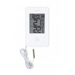 Цифровой термометр внутренний и наружный, с часами, белый цена и информация | Измерители влажности, температуры, pH, ORP | 220.lv