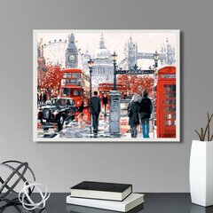 Glezna pēc numuriem 40x50 cm. Gleznošanas komplekts - Izkrāso pēc cipariem "Rain in London" цена и информация | Живопись по номерам | 220.lv