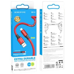 Borofone Cable BX82 Bountiful - USB to Lightning - 2,4A 1 metre red цена и информация | Кабели для телефонов | 220.lv