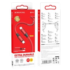 Borofone Cable BX82 Bountiful - Type C to Type C - 60W 3A 1 metre red цена и информация | Кабели для телефонов | 220.lv