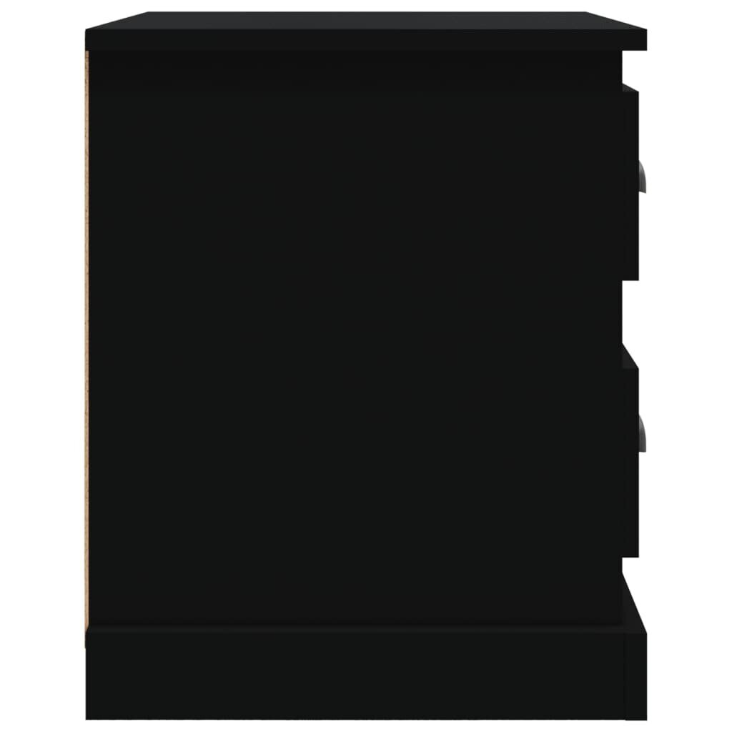 vidaXL naktsskapītis, melns, 39x39x47,5 cm, inženierijas koks cena un informācija | Naktsskapīši | 220.lv