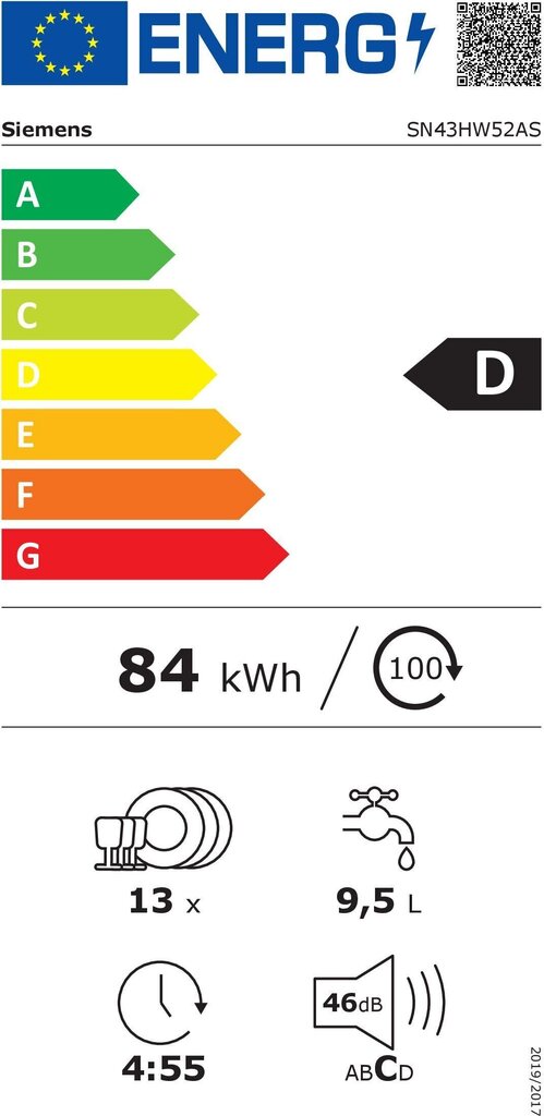 Siemens SN43HW52AS iQ300 cena un informācija | Trauku mazgājamās mašīnas | 220.lv