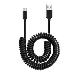 Kabelis coiled - USB to Type C - 66W 5A 1 m, melns cena un informācija | Savienotājkabeļi | 220.lv