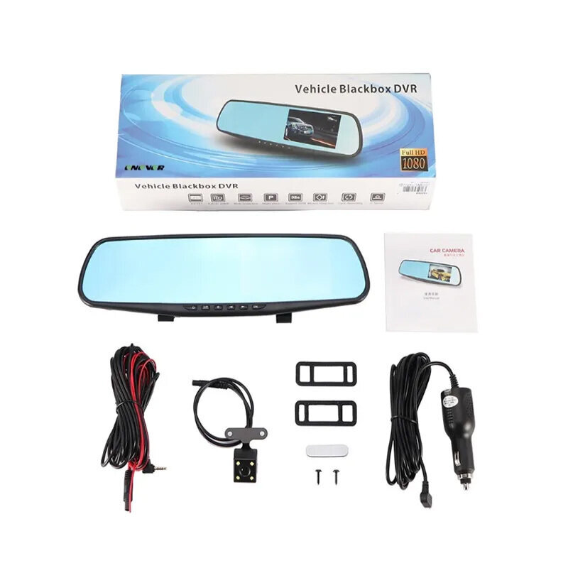 Car Dash Cam DVR-01 Mirror 4,0 inches + rear camera cena un informācija | Auto video reģistratori | 220.lv