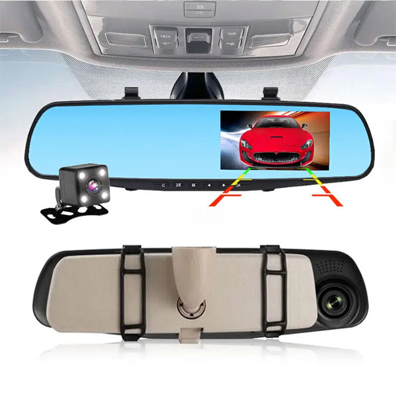 Car Dash Cam DVR-01 Mirror 4,0 inches + rear camera cena un informācija | Auto video reģistratori | 220.lv