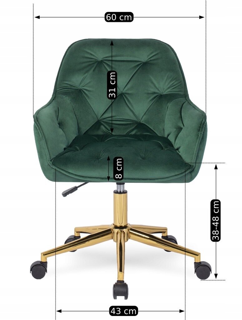 Biroja krēsls Mebel Elite Milan, zaļš, samts cena un informācija | Biroja krēsli | 220.lv