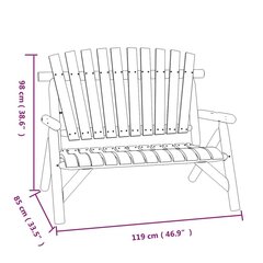 vidaXL divvietīgs dārza sols, 119x85x98, egles masīvkoks цена и информация | Скамейки | 220.lv