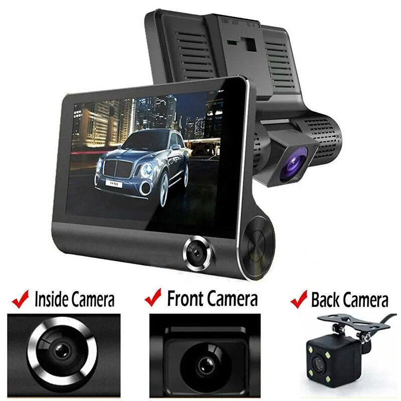 Car Dash Cam DVR-04 4,0 inches + rear camera cena un informācija | Auto video reģistratori | 220.lv