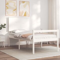 vidaXL gultas rāmis ar galvgali, 2FT6, vienvietīgs, masīvkoks, balts цена и информация | Кровати | 220.lv