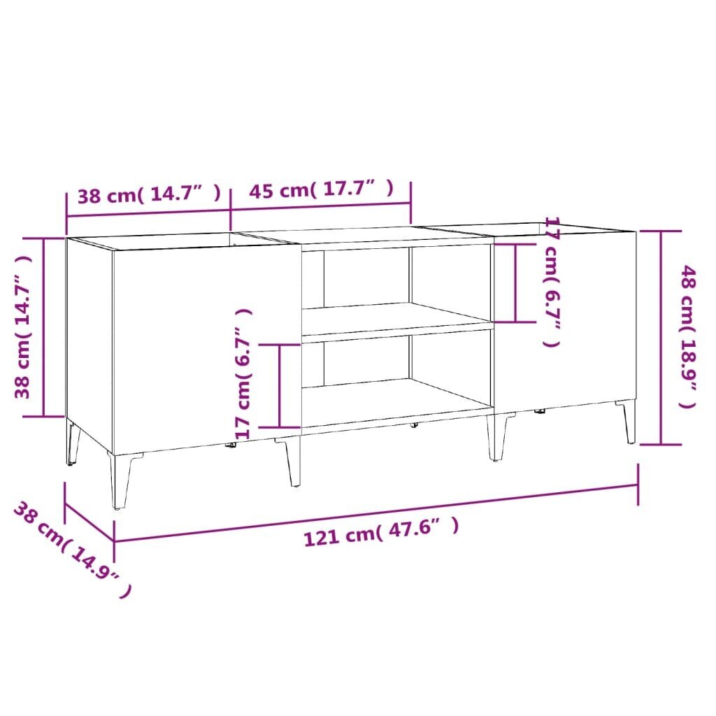 vidaXL ierakstu skapītis, 121x38x48 cm, inženierijas koks, betonpelēks цена и информация | Skapīši viesistabai | 220.lv