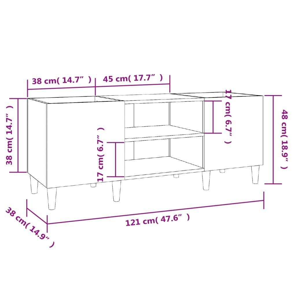 vidaXL ierakstu skapītis, 121x38x48 cm, inženierijas koks, ozolkoka cena un informācija | Skapīši viesistabai | 220.lv