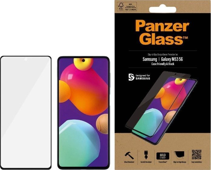 Aizsargstikls PanzerGlass E2E Regular Samsung M53 cena un informācija | Ekrāna aizsargstikli | 220.lv