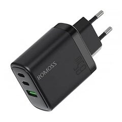 Romoss Сетевое зарядное устройство Romoss AC65H, 2x USB-C + USB, 65 Вт (черный) цена и информация | Зарядные устройства для телефонов | 220.lv