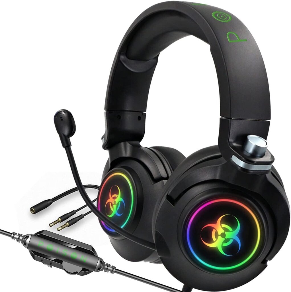 Наушники Poison Scopion Ultimate RGB, активное шумоподавление, объёмный  звук, чёрные цена | 220.lv