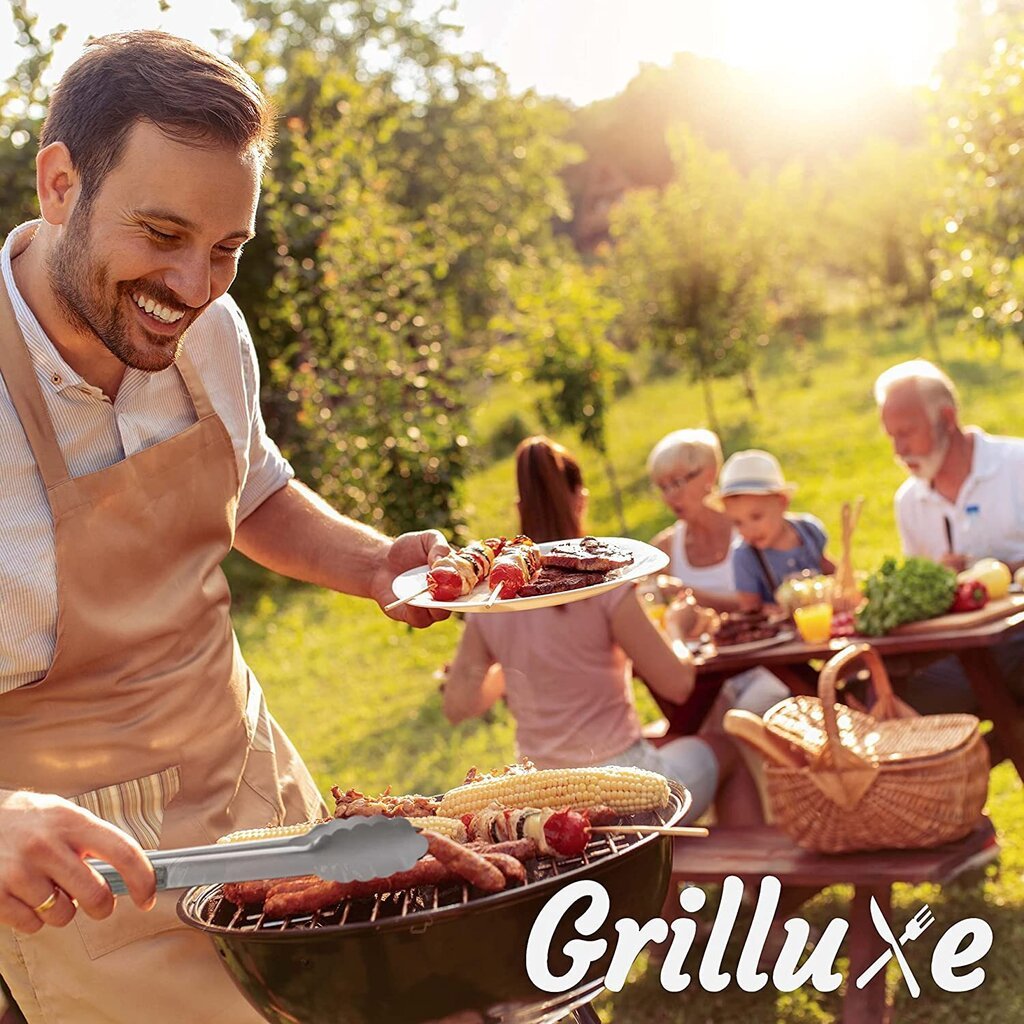 Grilluxe Premium grila galda piederumu komplekts, gaļas dakša + knaibles + lāpstiņa, 3 gab. cena un informācija | Grila, barbekjū piederumi un aksesuāri | 220.lv