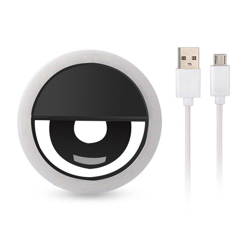 Ring lamp for selfie black + USB to Micro USB cable цена и информация | Selfie Sticks | 220.lv