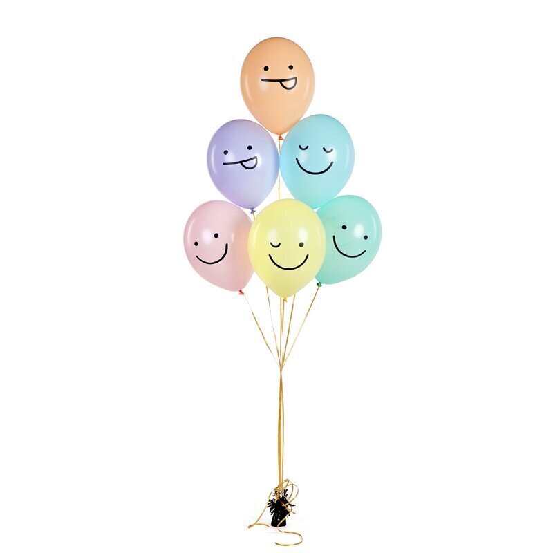 Deco baloni, 6 gab, 30 cm, smieklīgas sejas cena un informācija | Baloni | 220.lv