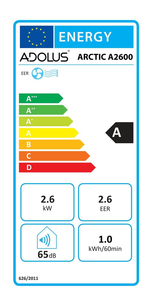 Mobilais gaisa kondicionieris ADOLUS ARTIC A2600 ar loga blīvējumu cena un informācija | Gaisa kondicionieri, siltumsūkņi, rekuperatori | 220.lv