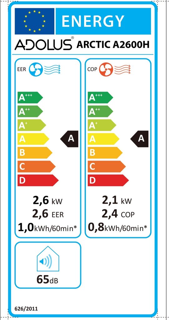 Mobilais gaisa kondicionieris ADOLUS ARTIC A2600H ar apsildi un logu blīvējumu цена и информация | Gaisa kondicionieri, siltumsūkņi, rekuperatori | 220.lv
