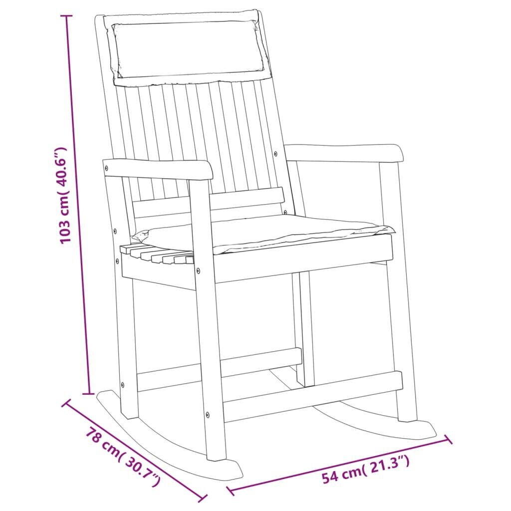 Šūpuļkrēsls ar spilveniem vidaXL, 54x78x103 cm, brūns cena un informācija | Atpūtas krēsli | 220.lv