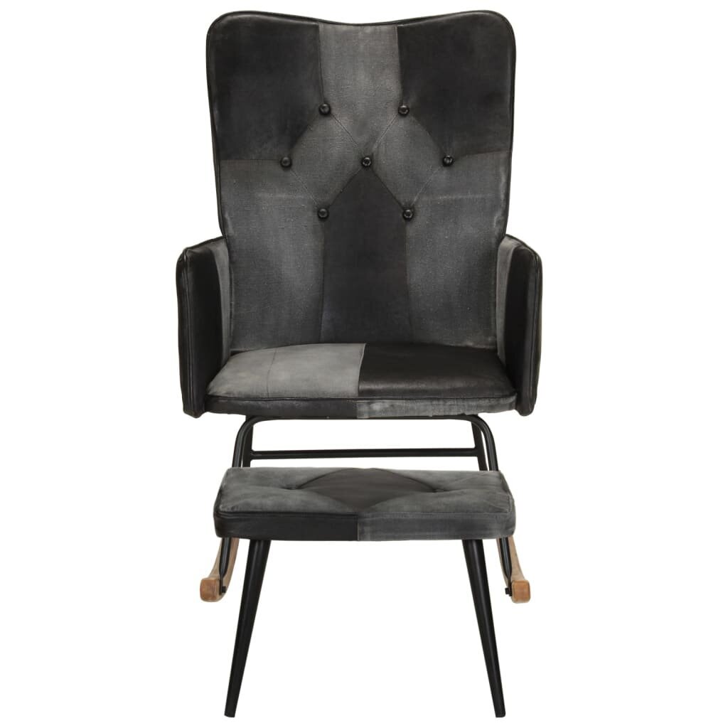 Šūpuļkrēsls ar kājsoliņu vidaXL, 56x74x93 cm, melns cena un informācija | Atpūtas krēsli | 220.lv