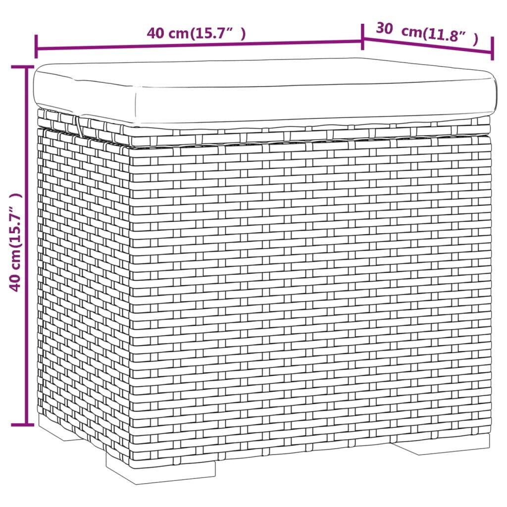 Kāju soliņš ar matraci vidaXL, 40x30x40 cm, melns цена и информация | Sēžammaisi, pufi | 220.lv