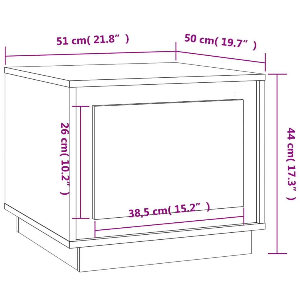 Kafijas galdiņš vidaXL, 51x50x44 cm, balts цена и информация | Žurnālgaldiņi | 220.lv