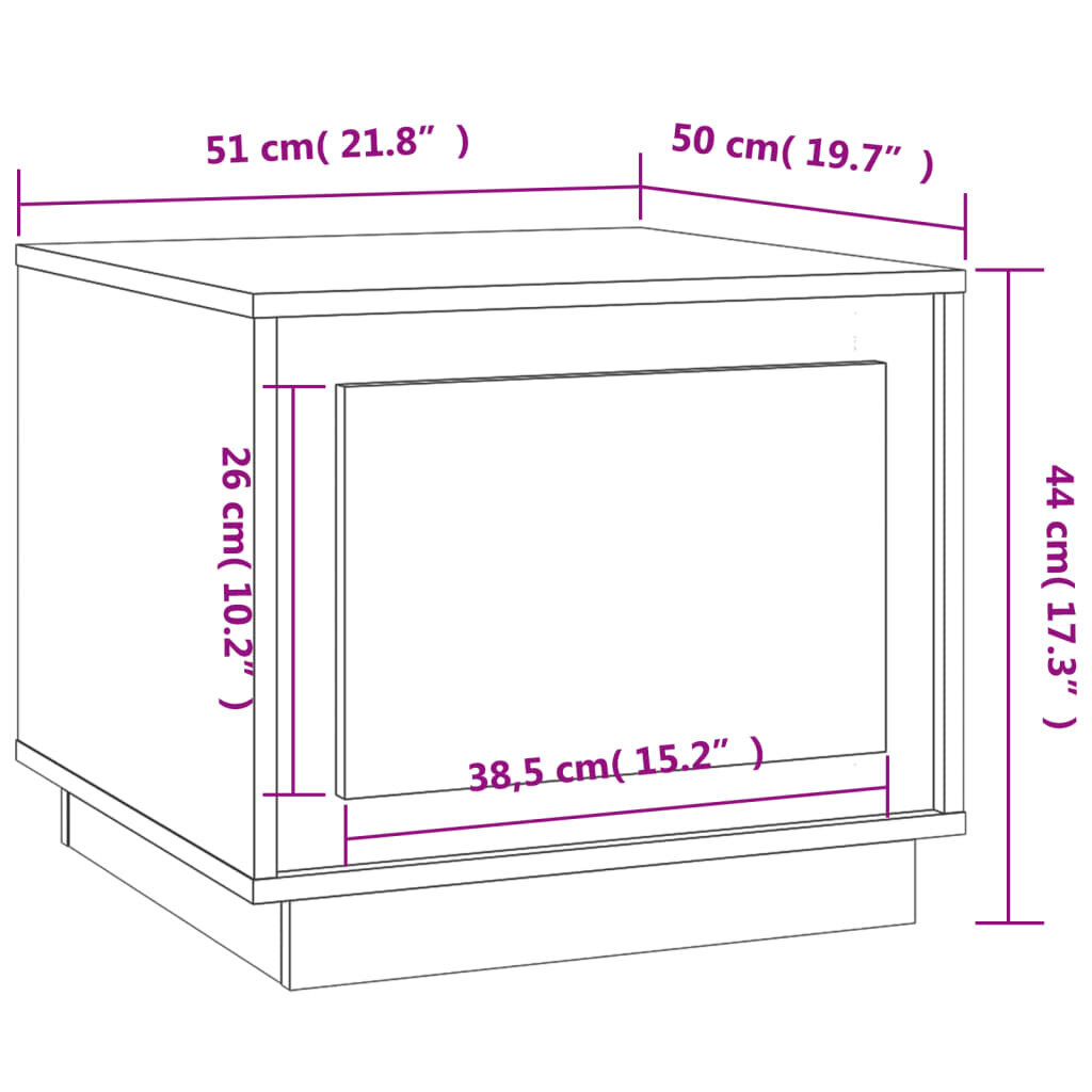 Kafijas galdiņš vidaXL, 51x50x44 cm, brūns cena un informācija | Žurnālgaldiņi | 220.lv