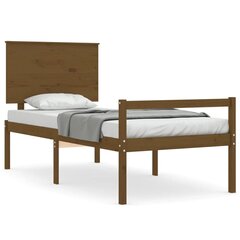 vidaXL gultas rāmis ar galvgali, medus brūns, 100x200 cm, masīvkoks cena un informācija | Gultas | 220.lv